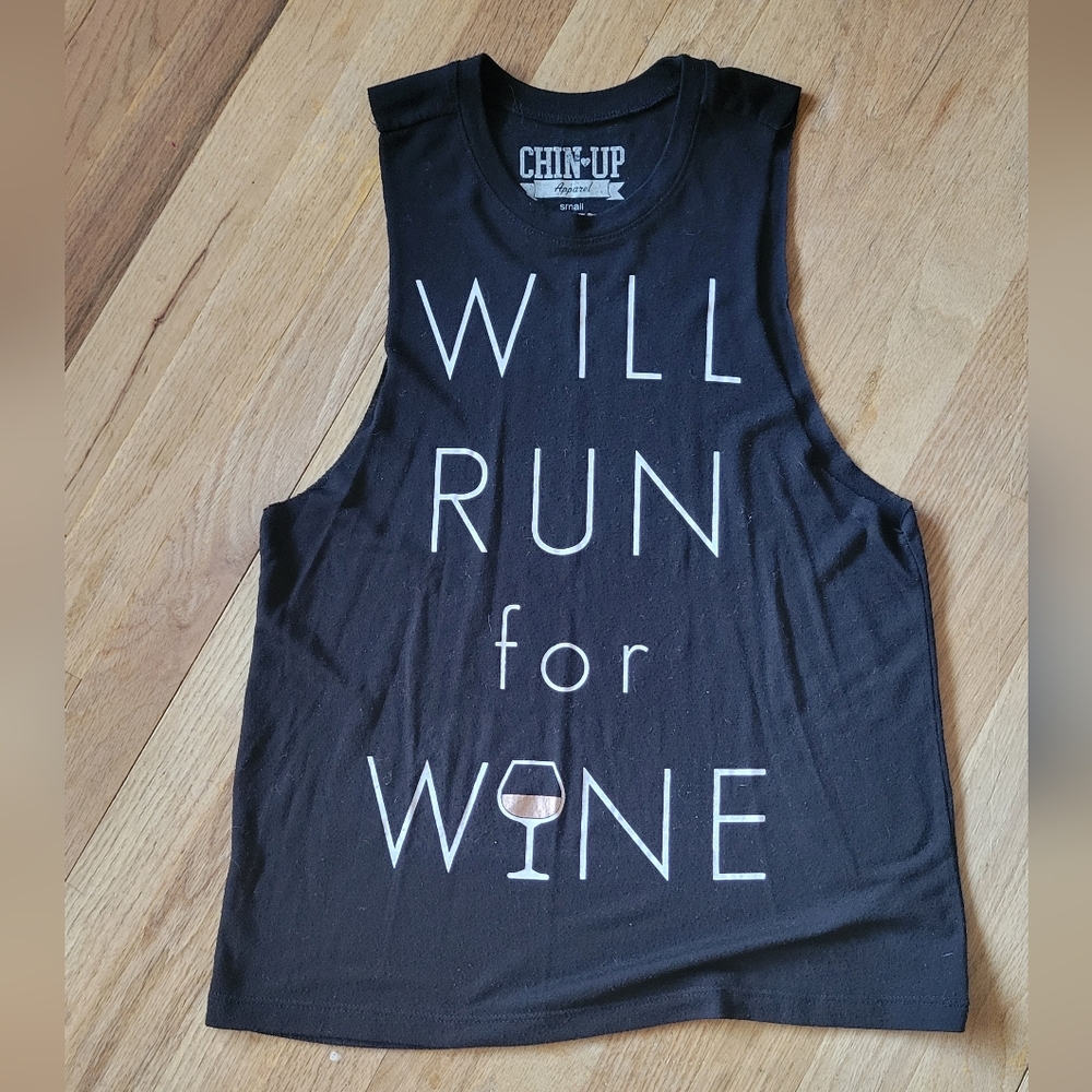 Chin Up Apparel Sz S Black Run for Wine